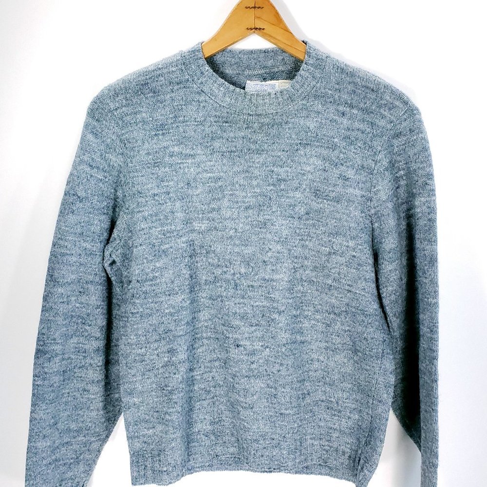 Vtg Sears Sweater Women's 38 Heathered Blue Wintuk Acrylic Long Sleeve Pullover